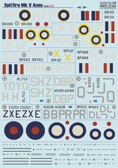 Print Scale 72155 1:72 Supermarine Spitfire Mk.V