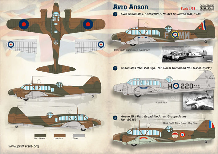 Print Scale 72156 1:72 Avro Anson