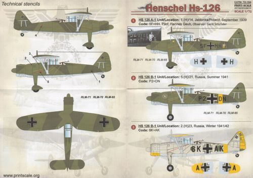 Print Scale 72164 1:72 Henschel Hs-126