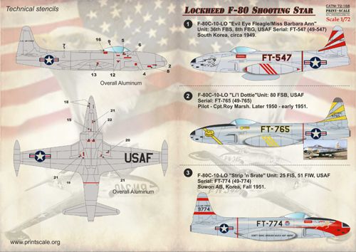 Print Scale 72168 1:72 Lockheed F-80C Shooting Star