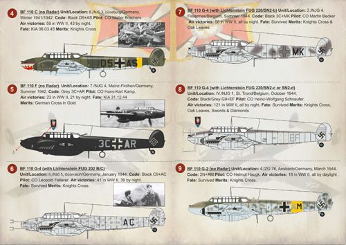 Print Scale 72169 1:72 Messerschmitt Bf-110C/F/G-2/G-4 Nightfighter & Interceptor Aces