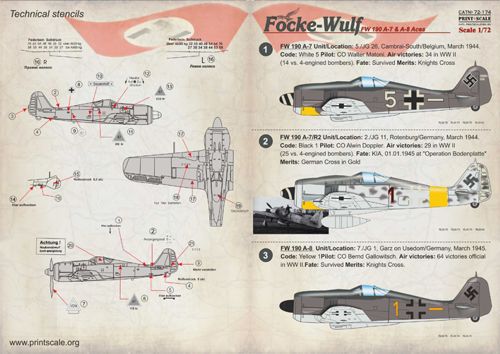 Print Scale 72174 1:72 Focke-Wulf Fw-190A-7 & Fw-190A-8