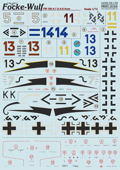 Print Scale 72174 1:72 Focke-Wulf Fw-190A-7 & Fw-190A-8