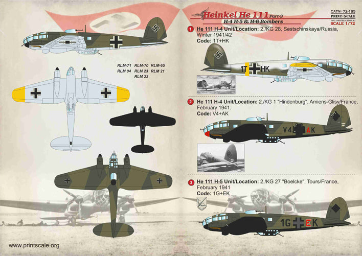 Print Scale 72185 1:72 Heinkel He-111H-4/5/6 Bombers Part 3