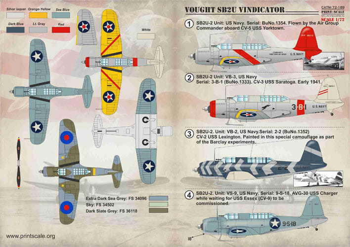 Print Scale 72189 1:72 Vought SB2U Vindicator