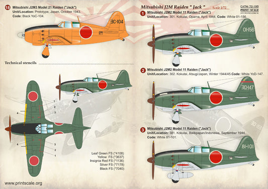 Print Scale 72195 1:72 Mitsubishi J2M Raiden