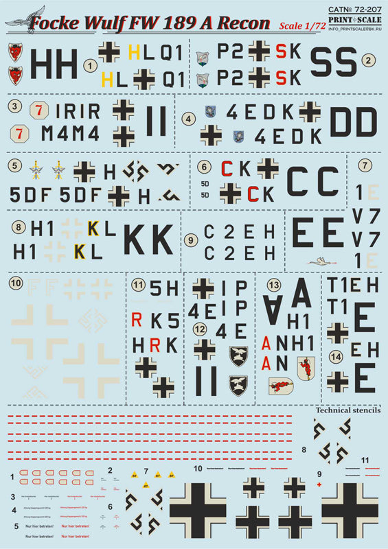 Print Scale 72207 1:72 Focke-Wulf Fw-189A Recon