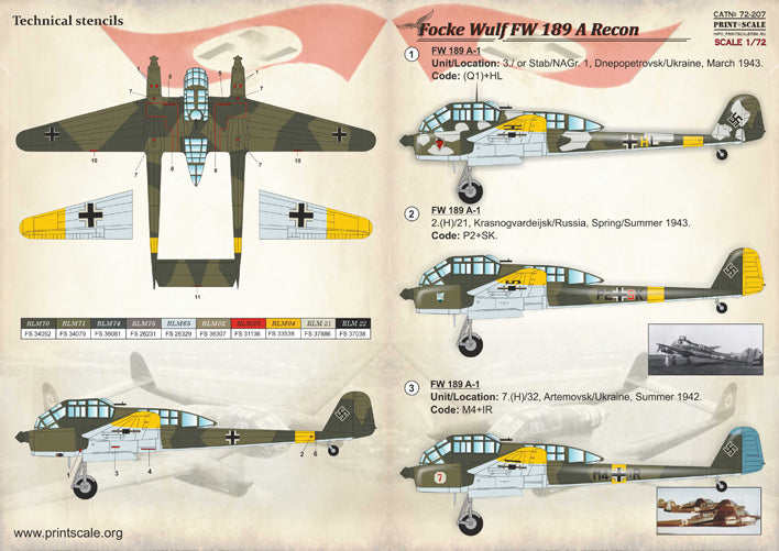 Print Scale 72207 1:72 Focke-Wulf Fw-189A Recon