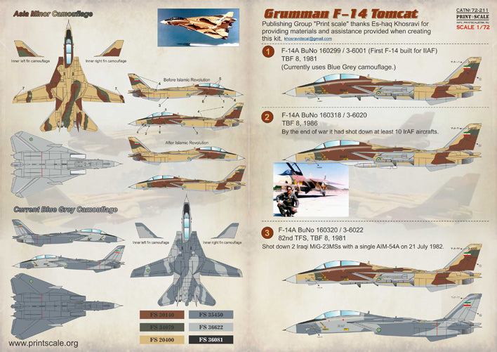 Print Scale 72211 1:72 Iranian Grumman F-14A Tomcat