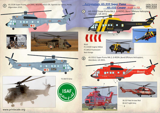 Print Scale 72218 1:72 Aerospatiale AS.332 Super Puma AS.532 Cougar