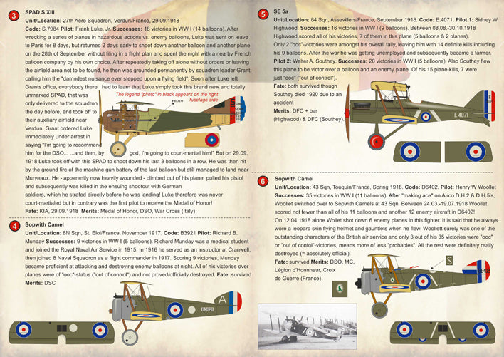 Print Scale 72226 1:72 Balloon-Busting Aces of WWI Belgium, USA and RFC Part 3