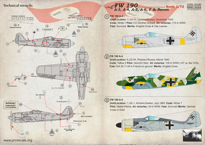 Print Scale 72230 1:72 Focke-Wulf Fw-190A-3/4/5/6/F & Recon