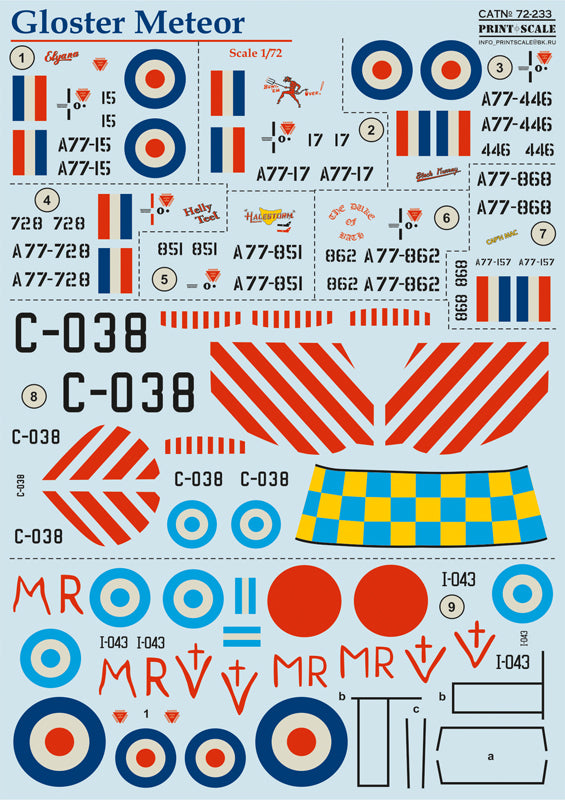 Print Scale 72233 1:72 Gloster Meteor F.4 and F.8