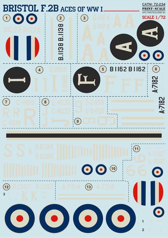 Print Scale 72234 1:72 Bristol F.2B Fighter Aces of WWI