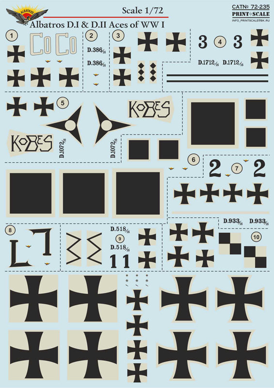 Print Scale 72235 1:72 Albatros D.I & D.II Aces of WWI