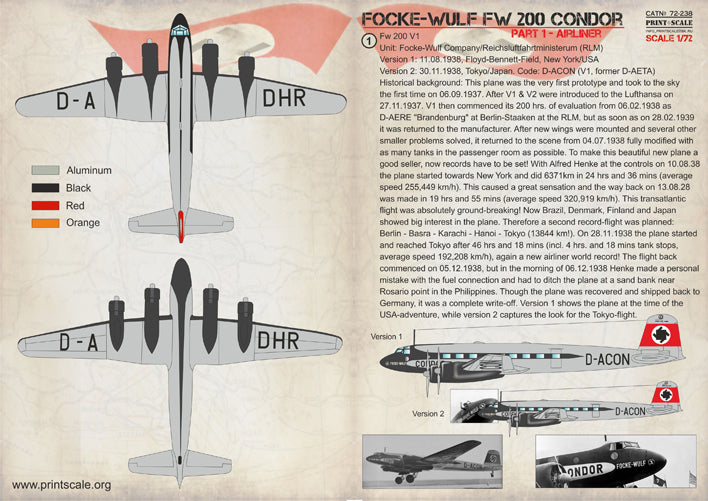 Print Scale 72238 1:72 Focke-Wulf Fw-200 Condor Part 1