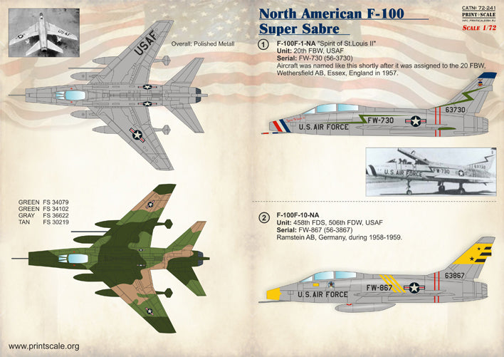 Print Scale 72241 1:72 North-American F-100D/F Super Sabre