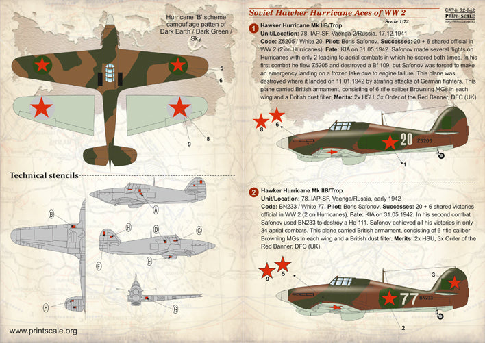 Print Scale 72242 1:72 Soviet Hawker Hurricane Aces of WWII