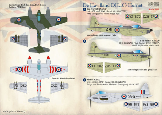 Print Scale 72244 1:72 de Havilland DH-103 Hornet