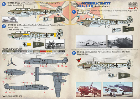 Print Scale 72246 1:72 Messerschmitt Bf-110 Reconnaissance