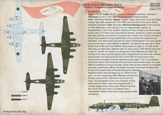 Print Scale 72250 1:72 Focke-Wulf Fw-200 Condor Trainer, Transport & Special Duties Part 2