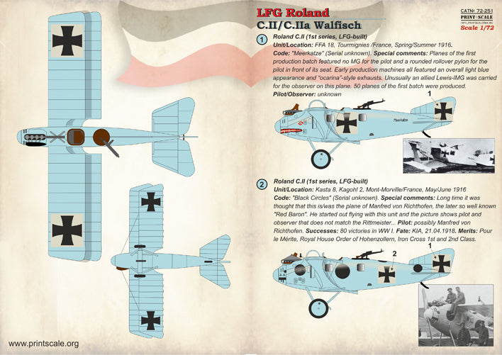 Print Scale 72251 1:72 LFG Roland C.II/C.IIa Walfisch