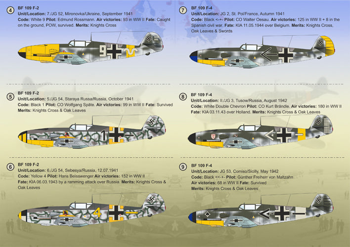 Print Scale 72254 1:72 Messerschmitt Bf-109F Aces