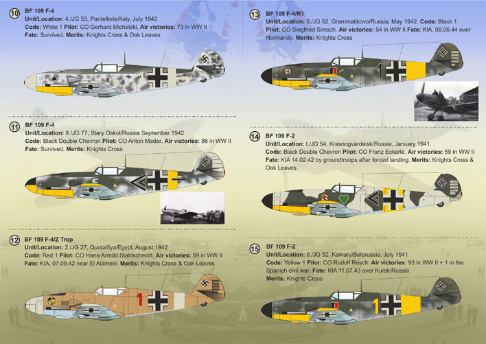 Print Scale 72254 1:72 Messerschmitt Bf-109F Aces