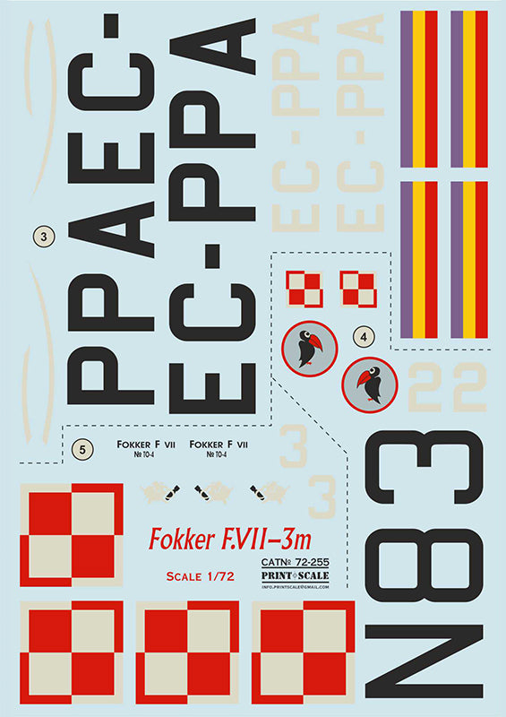 Print Scale 72255 1:72 Fokker F.VII-3m