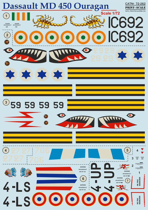 Print Scale 72262 1:72 Dassault MD 450 Ouragan