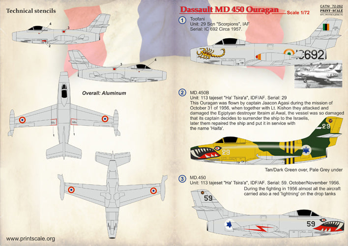 Print Scale 72262 1:72 Dassault MD 450 Ouragan