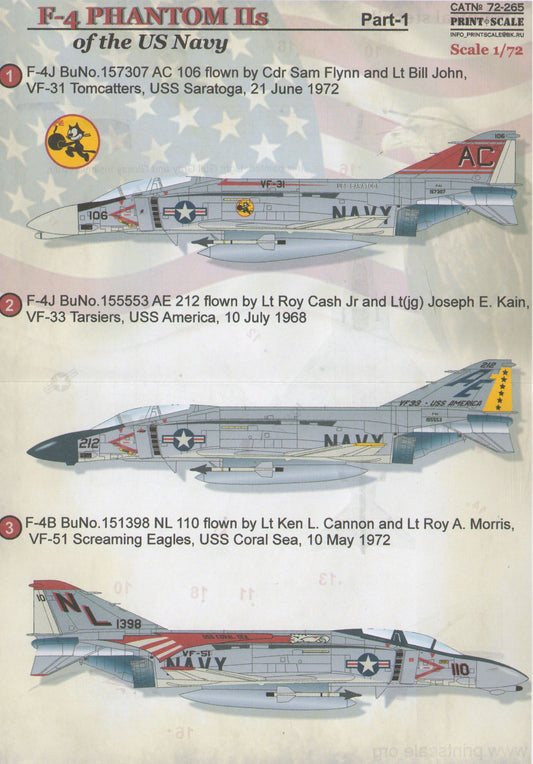 Print Scale 72265 1:72 McDonnell F-4B/F-4J Phantom II Navy Part 1