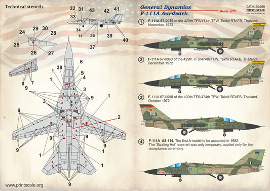 Print Scale 72268 1:72 General-Dynamics F-111A Aardvark