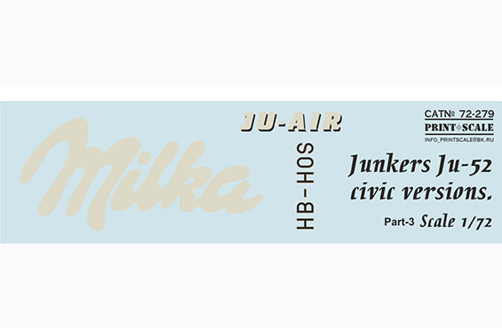 Print Scale 72279 1:72 Junkers Ju-52/3m Civic Versions Part 3