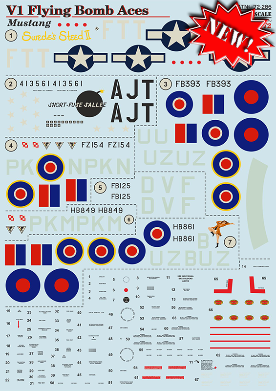 Print Scale 72286 1:72 Mustang V1 Flying Bomb Aces