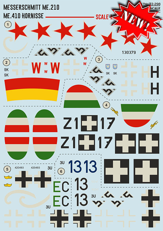 Print Scale 72298 1:72 Messerschmitt Me-210Ca-1 & Me-410A-1/B-2 'Hornisse'