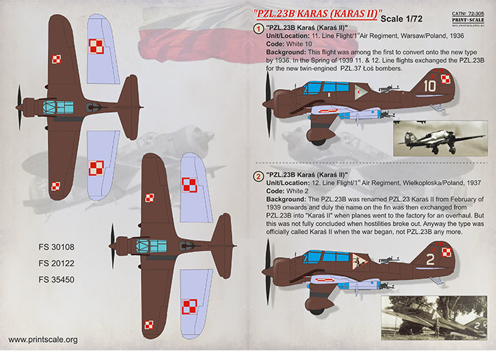 Print Scale 72305 1:72 PZL P.23B Karas II