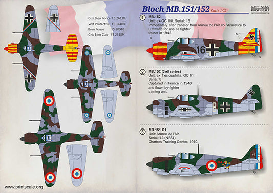 Print Scale 72320 1:72 Marcel-Bloch MB.151/MB.152