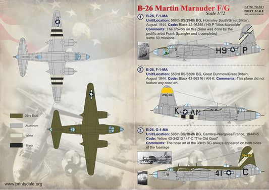 Print Scale 72321 1:72 Martin Marauder B-26F/B-26G