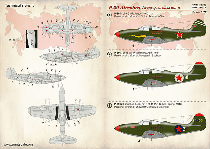 Print Scale 72333 1:72 Bell P-39 Aircobra Aces of the World War II