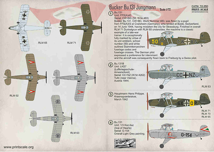 Print Scale 72350 1:72 Bucker Bu-131 Jungmann