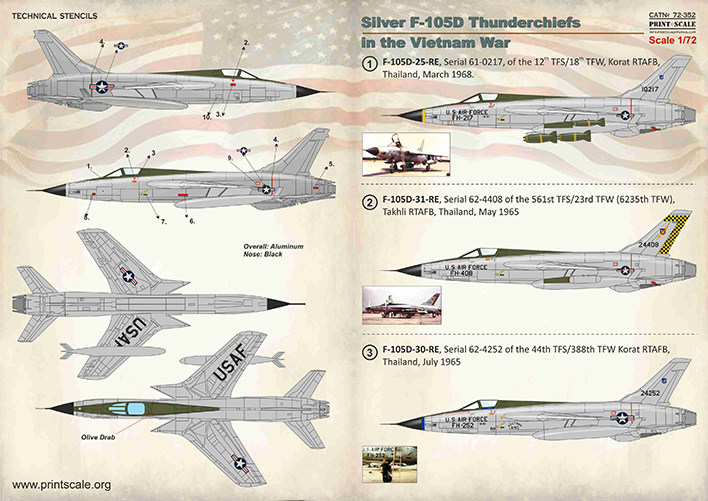 Print Scale 72352 1:72 Silver Republic F-105D Thunderchiefs in the Vietnam War