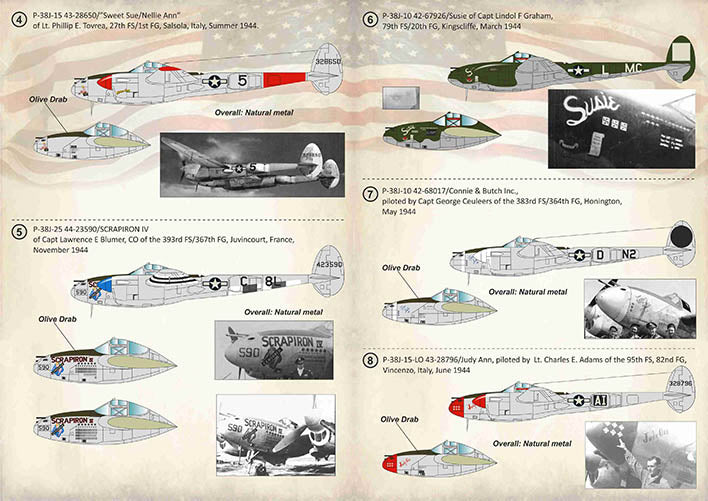 Print Scale 72353 1:72 Lockheed P-38J Lighting Aces over Europe 1944-1945