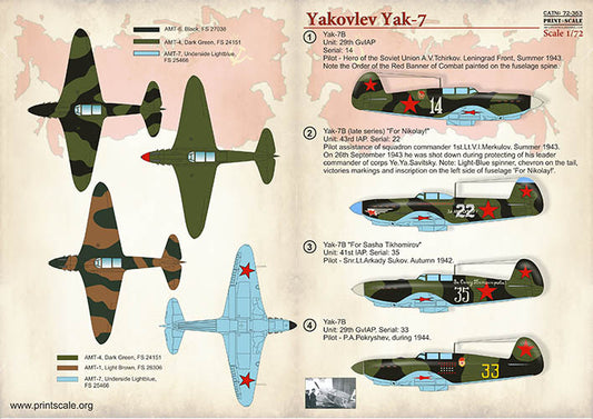 Print Scale 72363 1:72 Yakovlev Yak-7