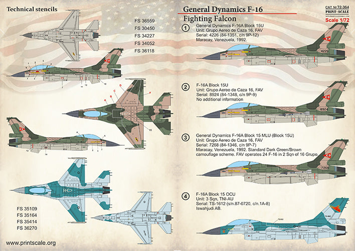 Print Scale 72364 1:72 General-Dynamics F-16A Fighting Falcon