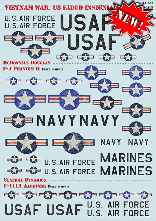 Print Scale 72368 1:72 Vietnam War U.S. Faded Insignia