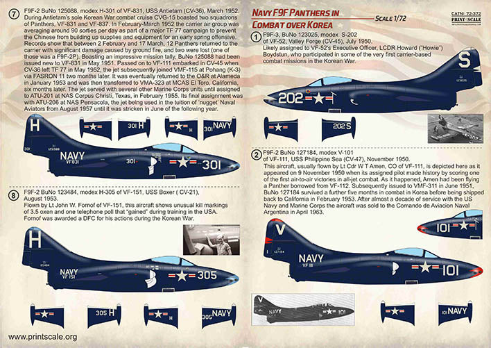 Print Scale 72372 1:72 Navy Grumman F9F Panthers in Combat over Korea