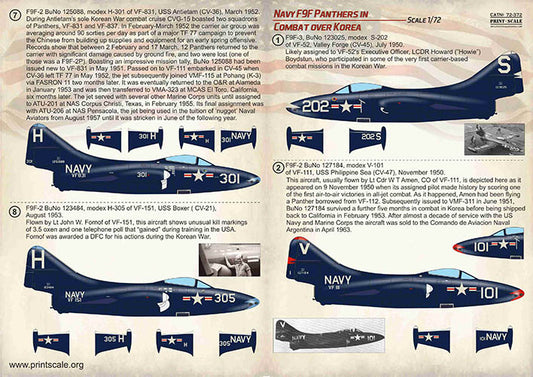 Print Scale 72372 1:72 Navy Grumman F9F Panthers in Combat over Korea