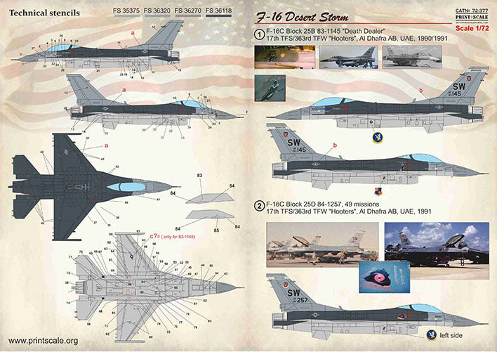 Print Scale 72377 1:72 F-16 Desert Storm