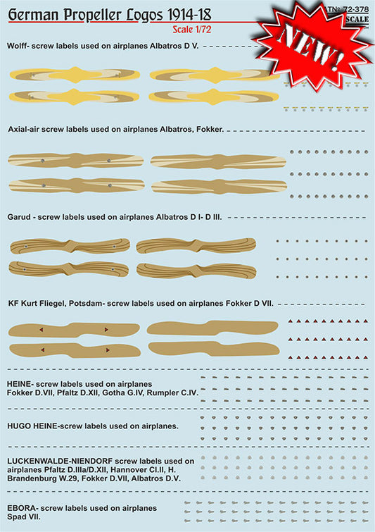 Print Scale 72378 1:72 German Propeller Logo's 1914-1918